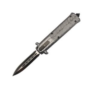 Cuchillo italiano Stiletto de 4,15 pulgadas - OTF de doble acción (Plata)