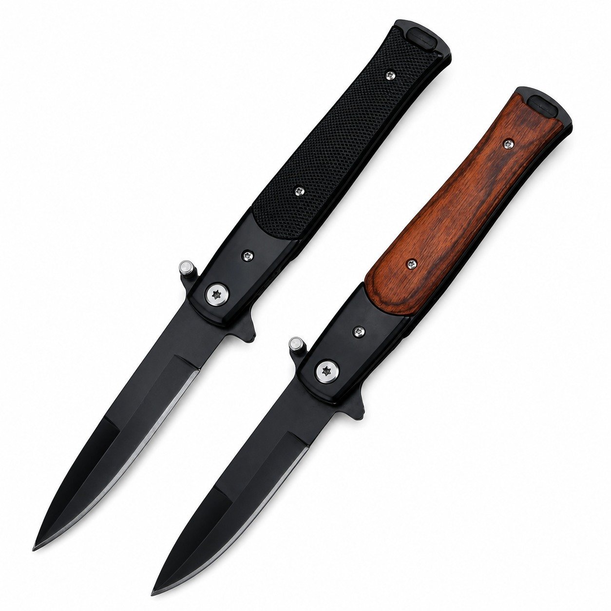 44704-main-white-clean.jpg Cuchillo Stiletto plegable para exteriores - Diseño de supervivencia con hoja de pez espada