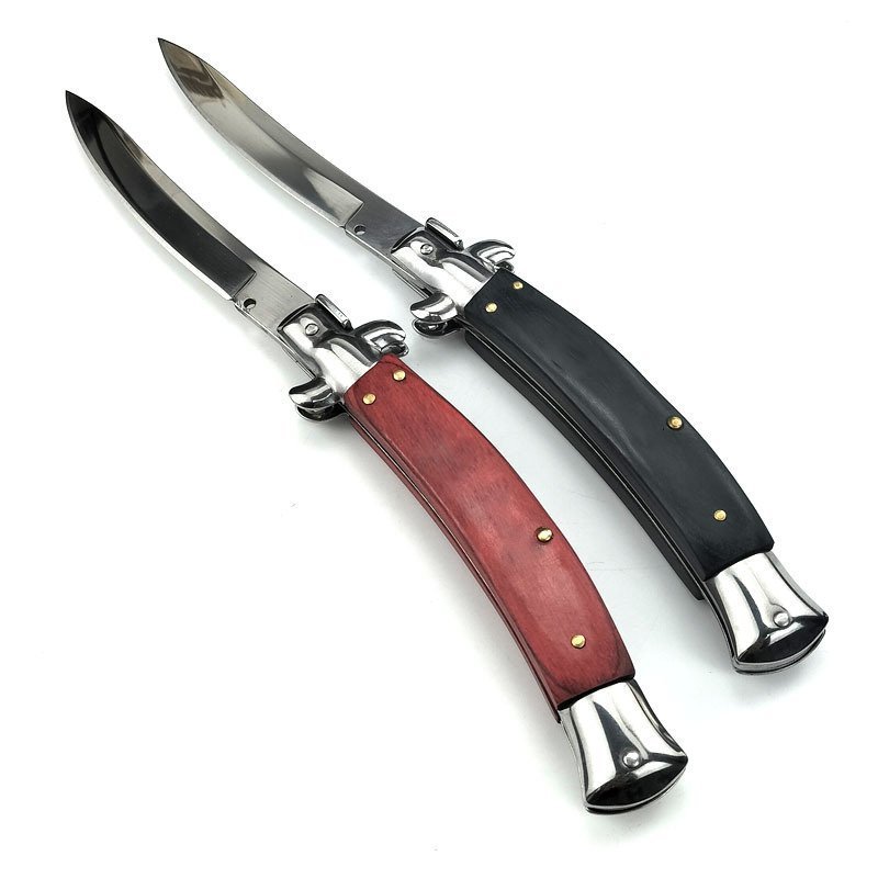 O1CN010G6Sqg24jAFXr076B_2218296487426-0-cib.jpg Cuchillo italiano clásico Stiletto – Cuchillo automático con mango de madera o negro