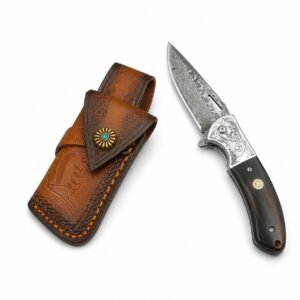 Damasco cuchillo plegable – Alta dureza acampada cuchillo