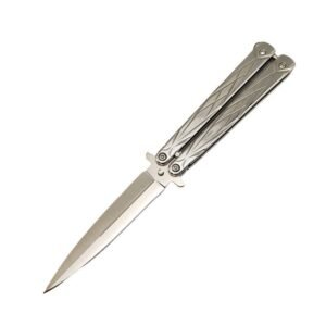 Doble borde cuchillo de mariposa UK plateado