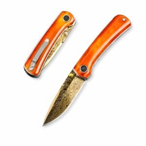 Extreme 2 Acero al carbono Damasco Azul-Acabado Rojo Hueso Cuchillo plegable
