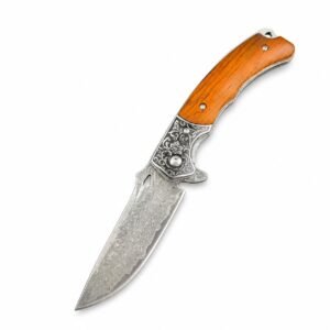 Cuchillo plegable de la sombra de madera Damasco