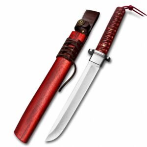 Cuchillo de cuchilla fija Samurai de demonio rojo de alta calidad