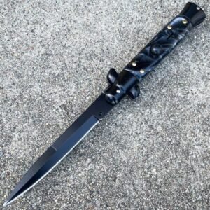 Cuchillo de estilete italiano de 8.75 pulgadas – mango de perla negra