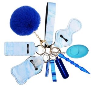 Autodefensa Keychain 11-Piece Aluminio Anti-Wolf Alarma Azul