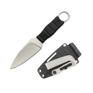 cuchillo recto al aire libre, alta dureza, afiladura, pequeño cuchillo recto táctico, con mangos K funda A-7 lavado a la piedra/negro