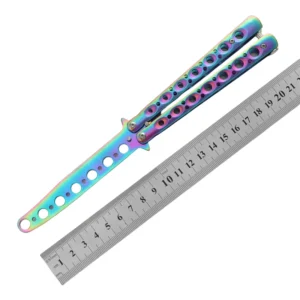 navaja mariposa cuchillo mariposa cuchillo novato práctica cuchillo mariposa peinado juguete práctica cuchillo de acero completo sin araña