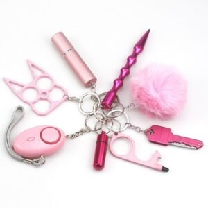 Seguridad llavero Reino Unido Autodefensa Keychain 8-Piece Multifuncional rosa