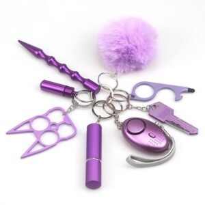 Seguridad llavero Reino Unido Autodefensa Keychain 8-Piece Multifuncional púrpura