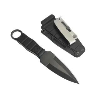 Cuchillo recto al aire libre con alta dureza y afiladura Cuchillo táctico con mango K A-1 negro/negro