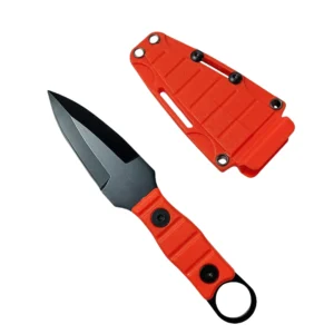 Cuchillo recto al aire libre, alta dureza, afiladura, cuchillo táctico pequeño y recto, con mango K A-4 Negro/naranja
