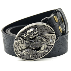 Cinturón hebilla navaja plegable-Flying Dragon cuchillo hebilla grabado marrón